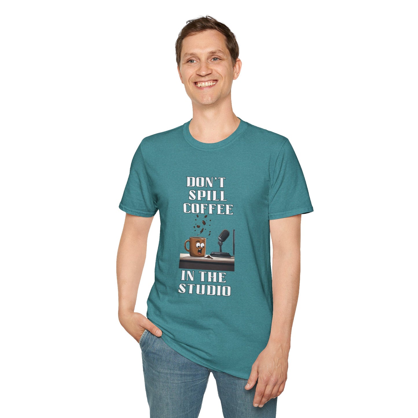 Don't Spill the Coffee in the Studio Unisex Softstyle T-Shirt