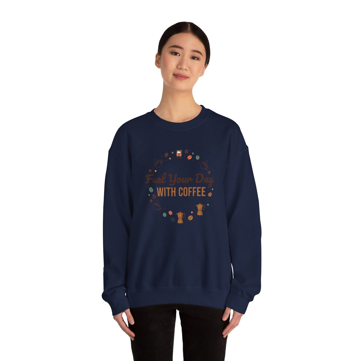 Fuel Your Day With Coffee Crewneck Sweatshirt | caffeine design, coffee lover