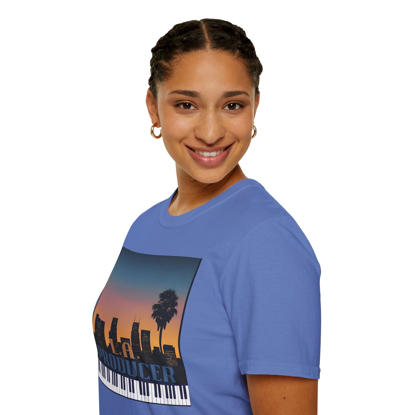 Music Producer Unisex Softstyle T-Shirt - L A Producer Design