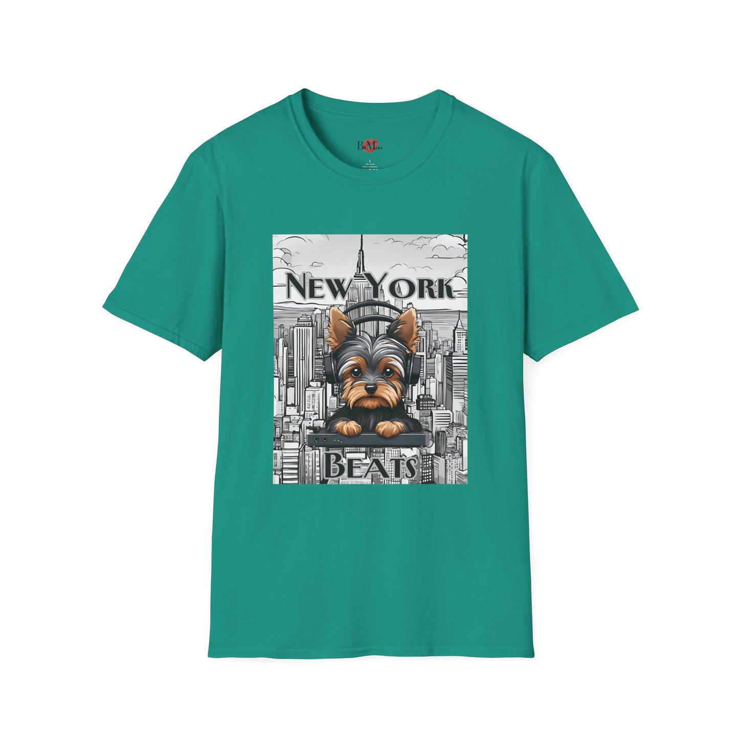 New York Beats Unisex Softstyle T-Shirt - Urban Dog Graphic Tee for City Lovers