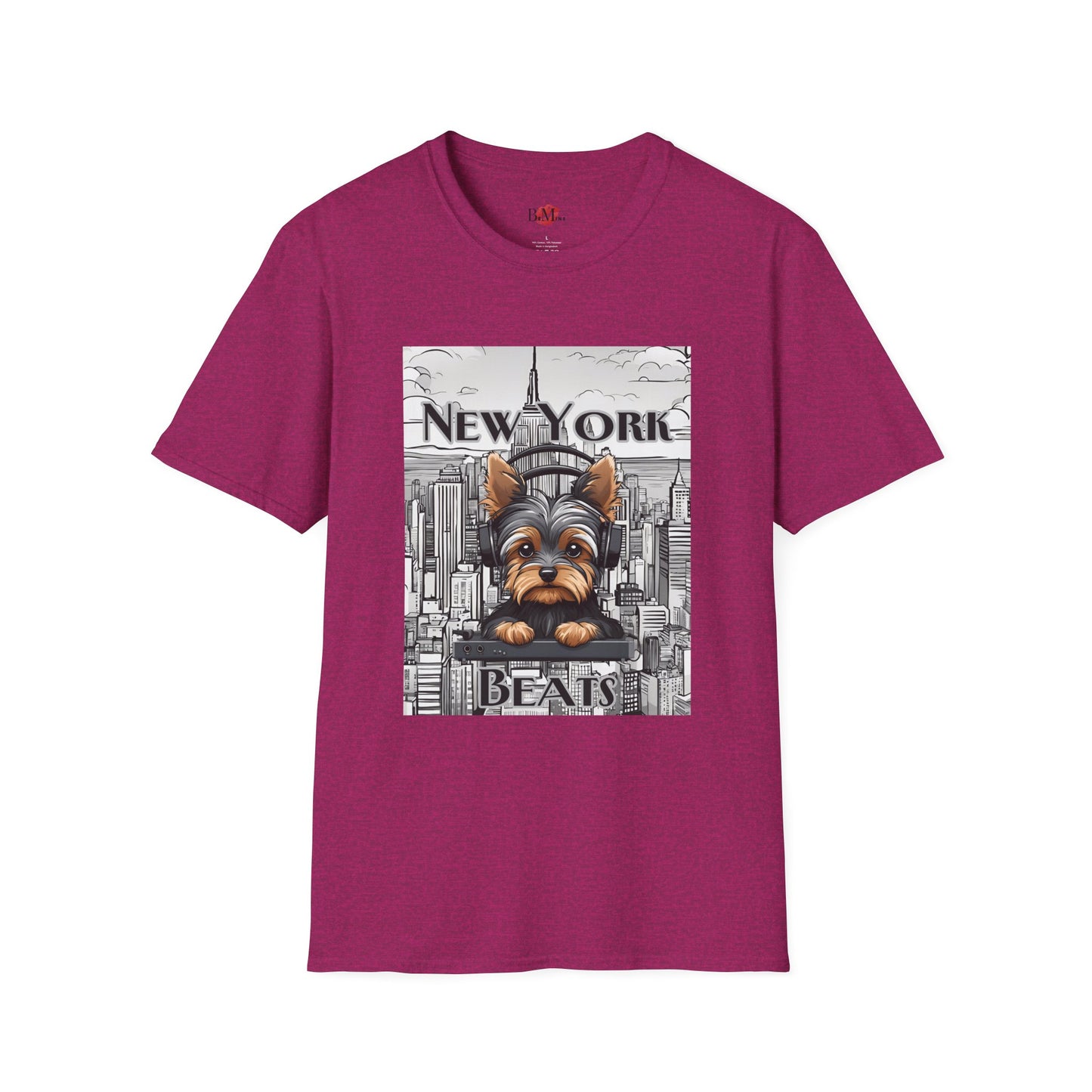 New York Beats Unisex Softstyle T-Shirt - Urban Dog Graphic Tee for City Lovers