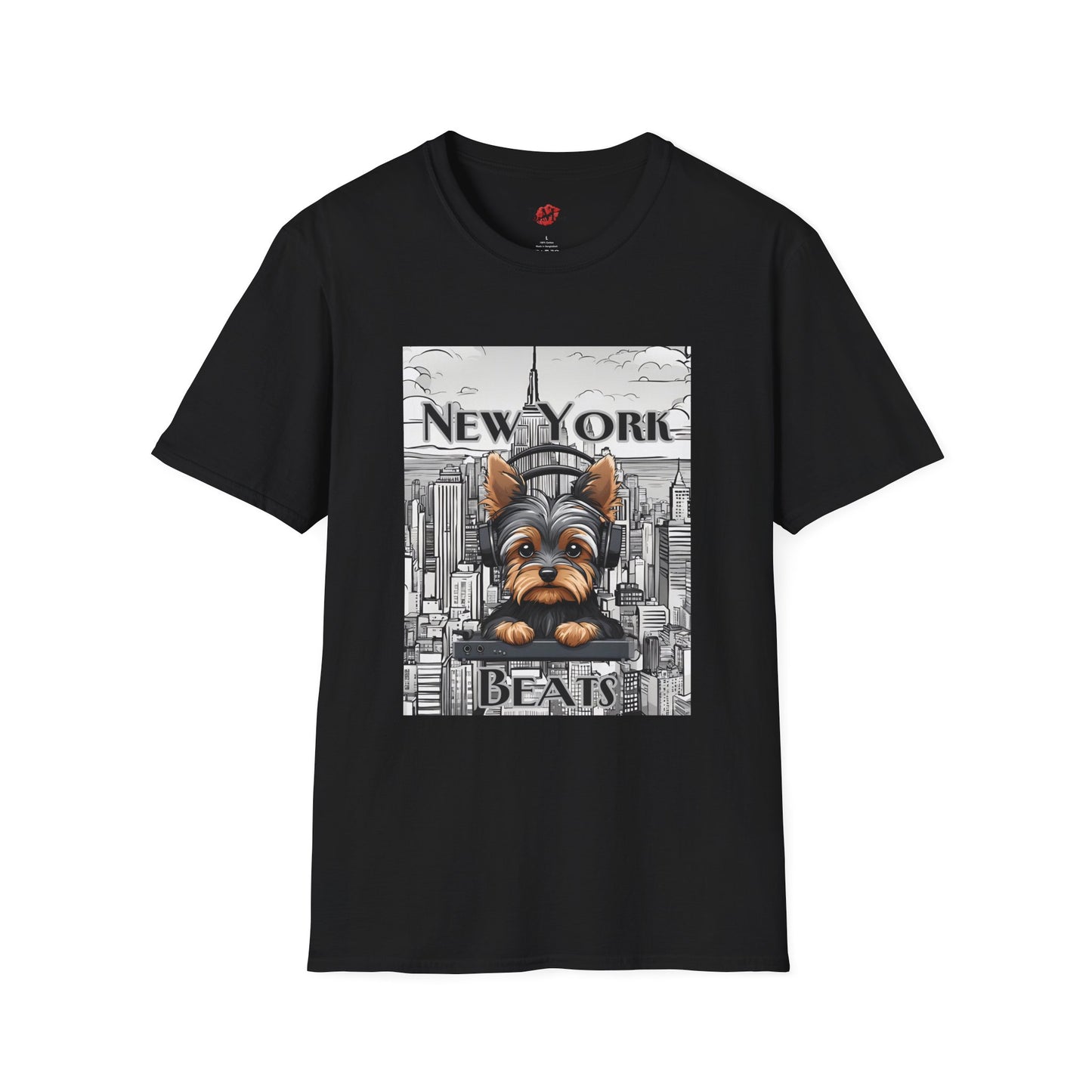 New York Beats Unisex Softstyle T-Shirt - Urban Dog Graphic Tee for City Lovers