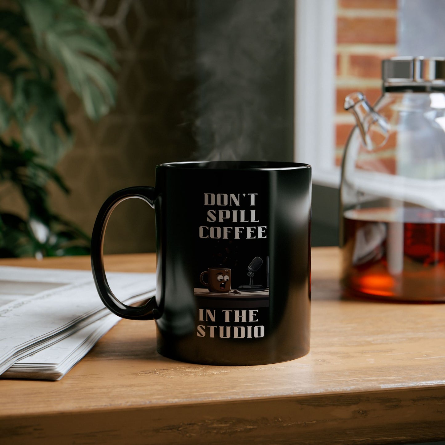 Don't Spill Coffee in the Studio Black Mug (11oz, 15oz)