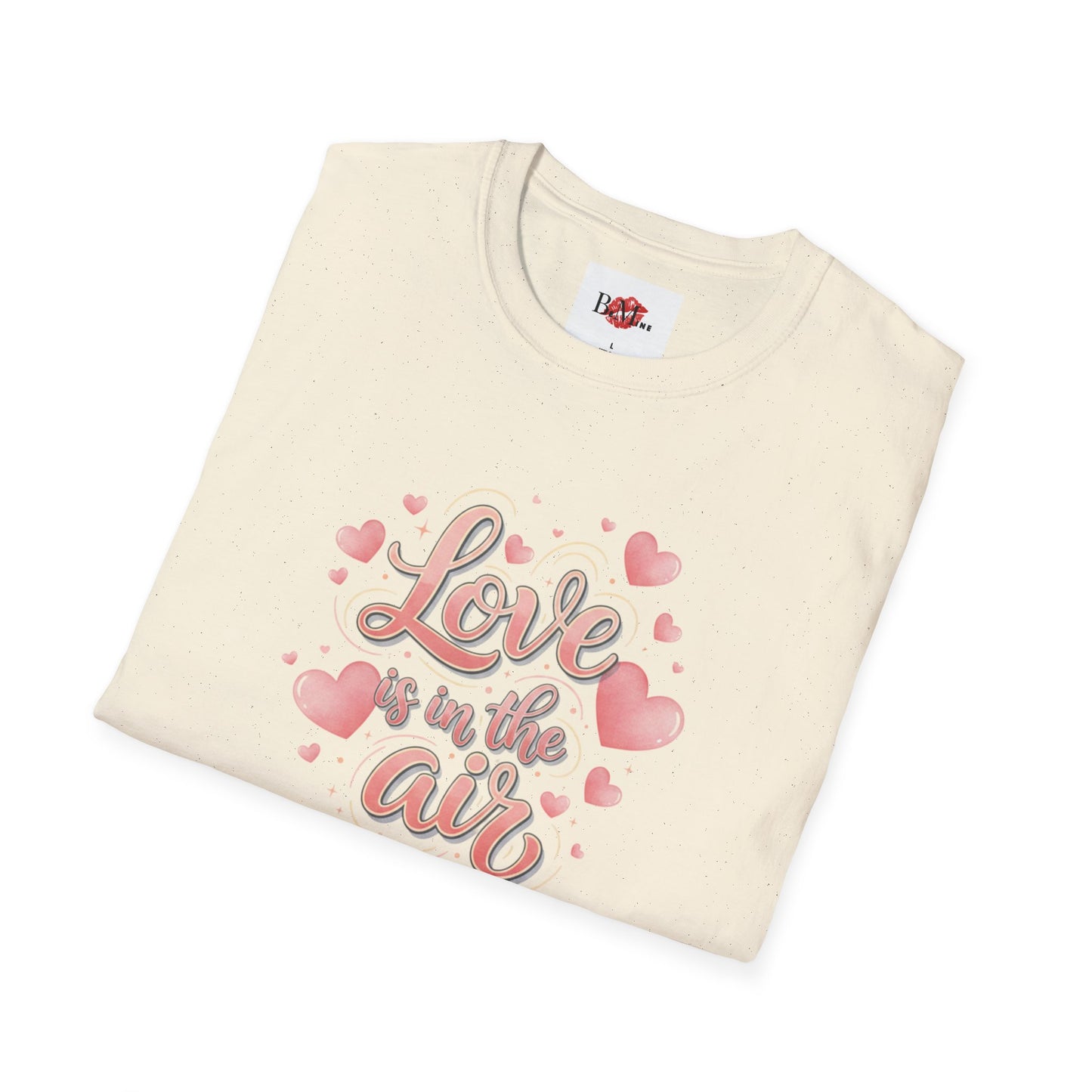 T-Shirt — "Love is in the Air" Pink Heart Graphic