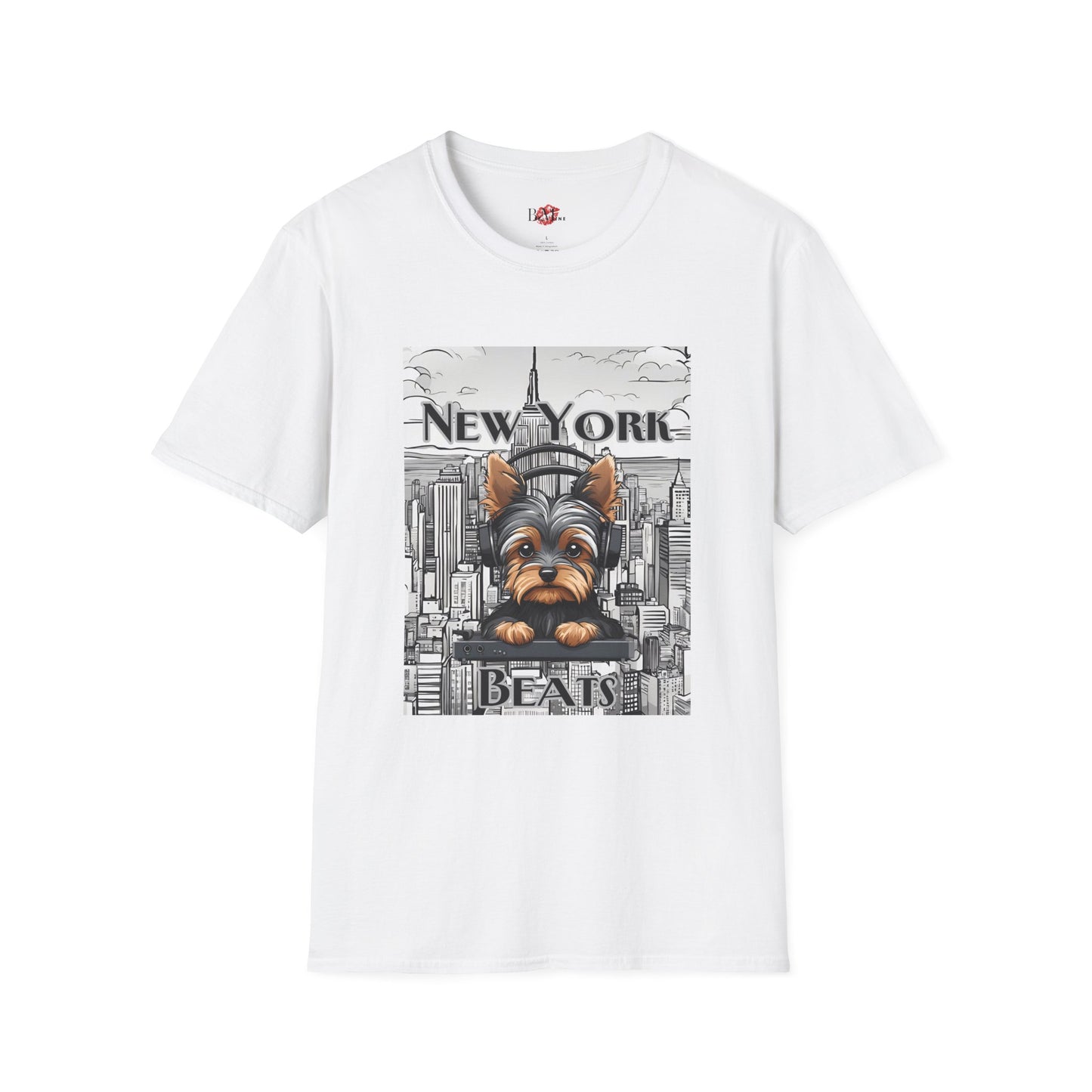 New York Beats Unisex Softstyle T-Shirt - Urban Dog Graphic Tee for City Lovers