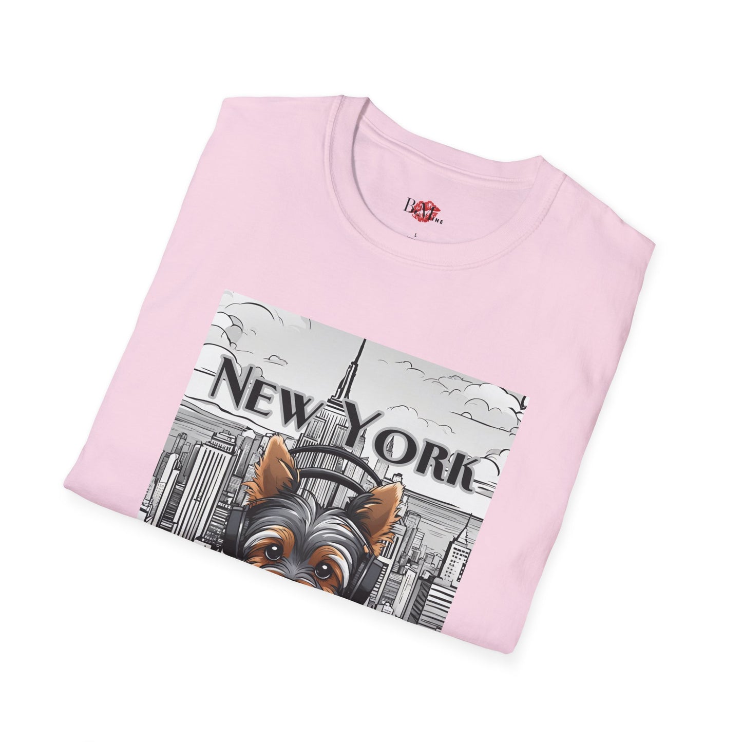 New York Beats Unisex Softstyle T-Shirt - Urban Dog Graphic Tee for City Lovers