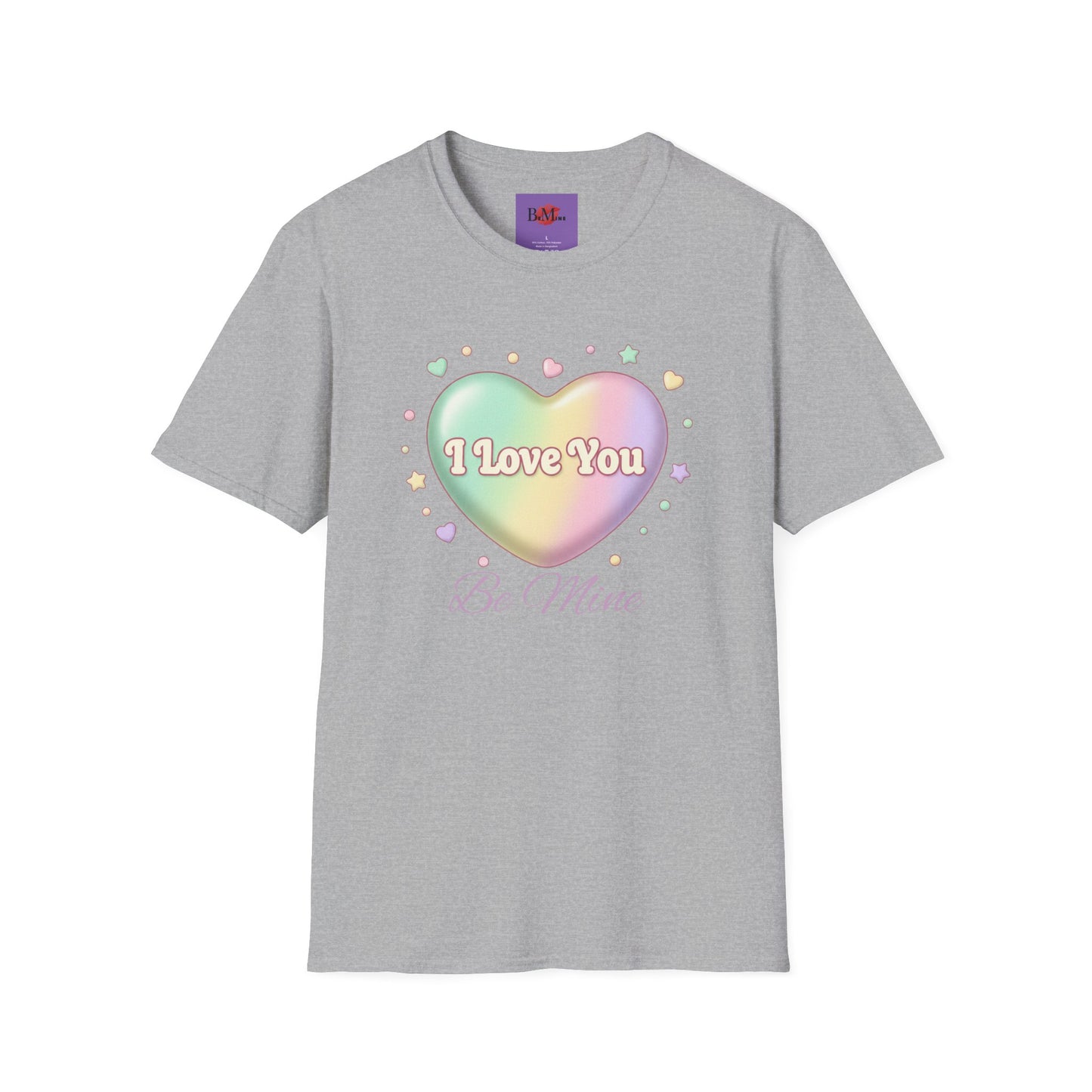Valentine Rainbow Heart T-Shirt — "I Love You, Be Mine"