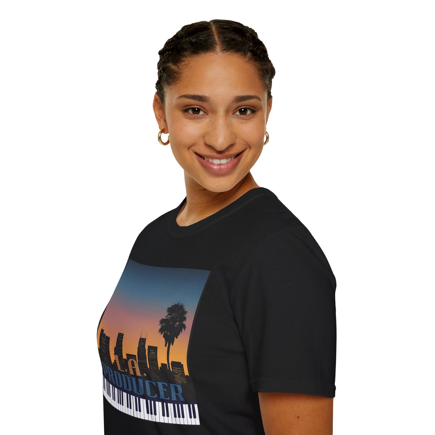 Music Producer Unisex Softstyle T-Shirt - L A Producer Design