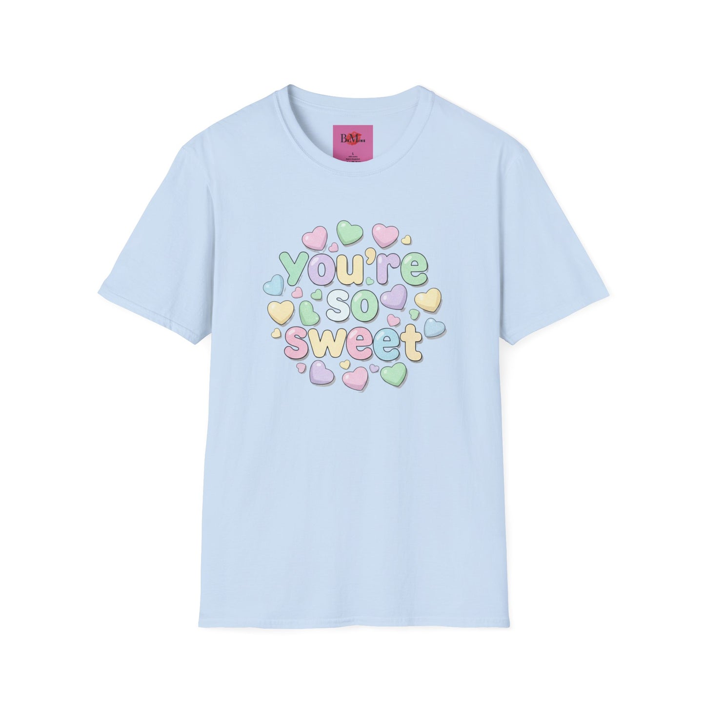 You’re So Sweet T‑Shirt — Pastel Candy Heart Graphic Tee