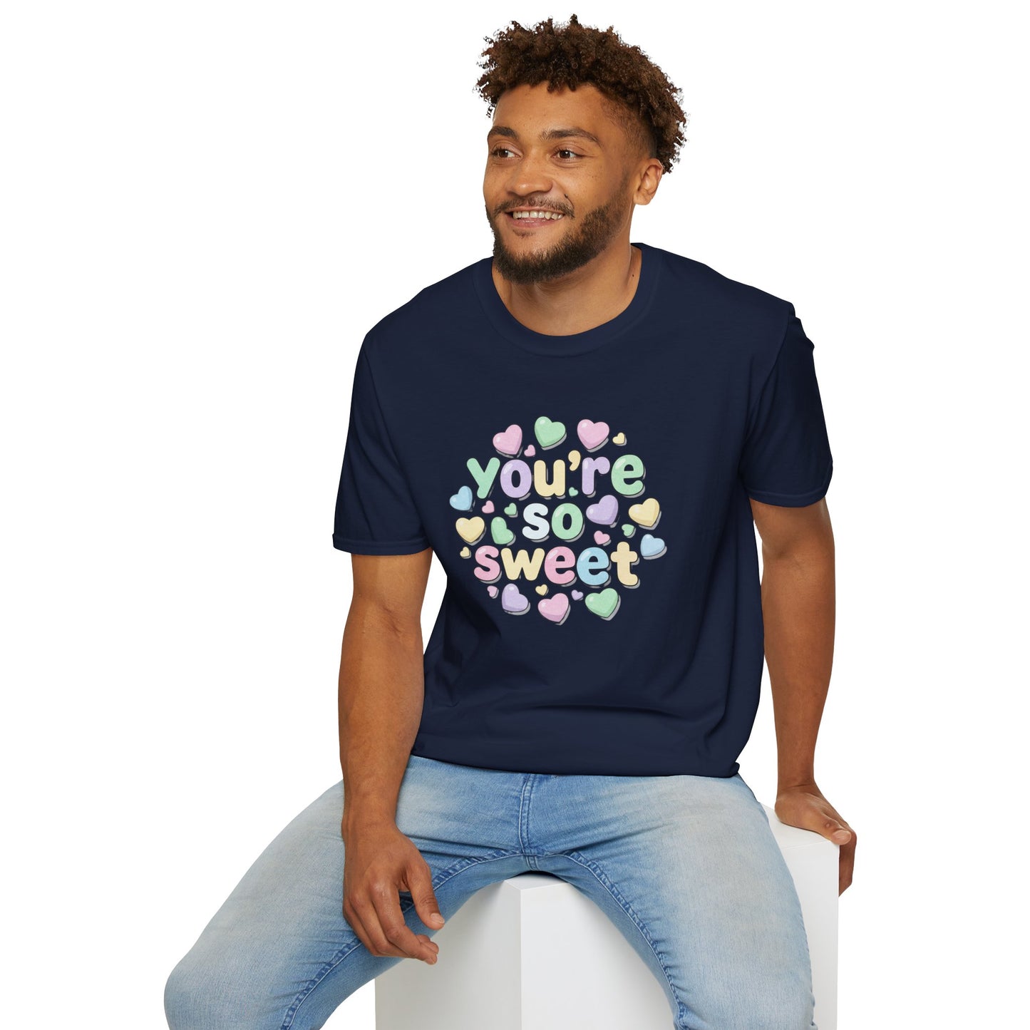 You’re So Sweet T‑Shirt — Pastel Candy Heart Graphic Tee