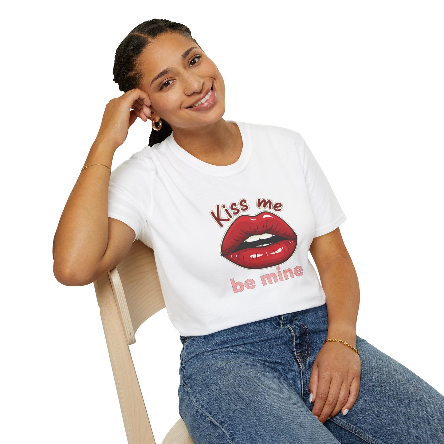 Kiss Me Be Mine T-Shirt — Red Lip Valentine Graphic Tee