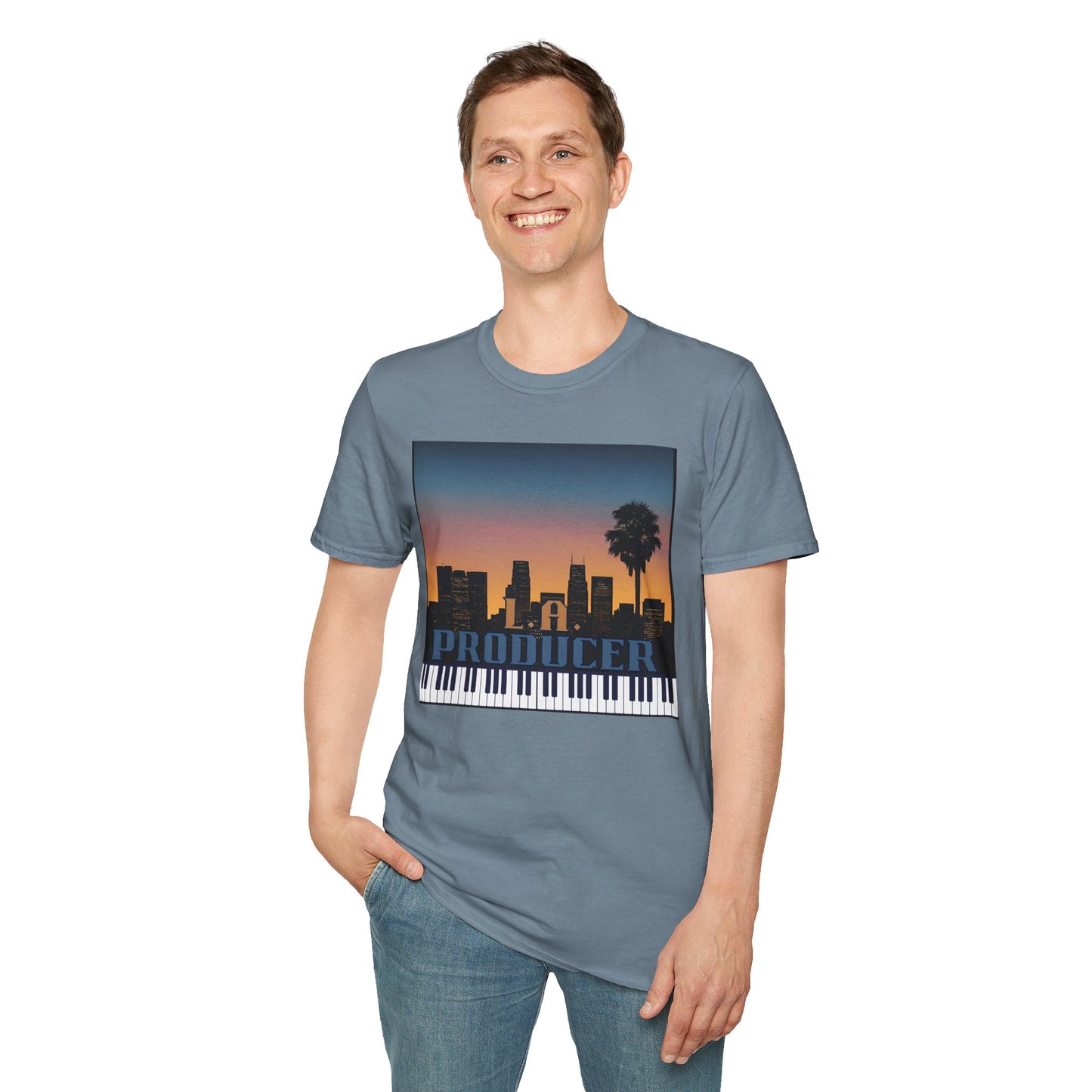 Music Producer Unisex Softstyle T-Shirt - L A Producer Design