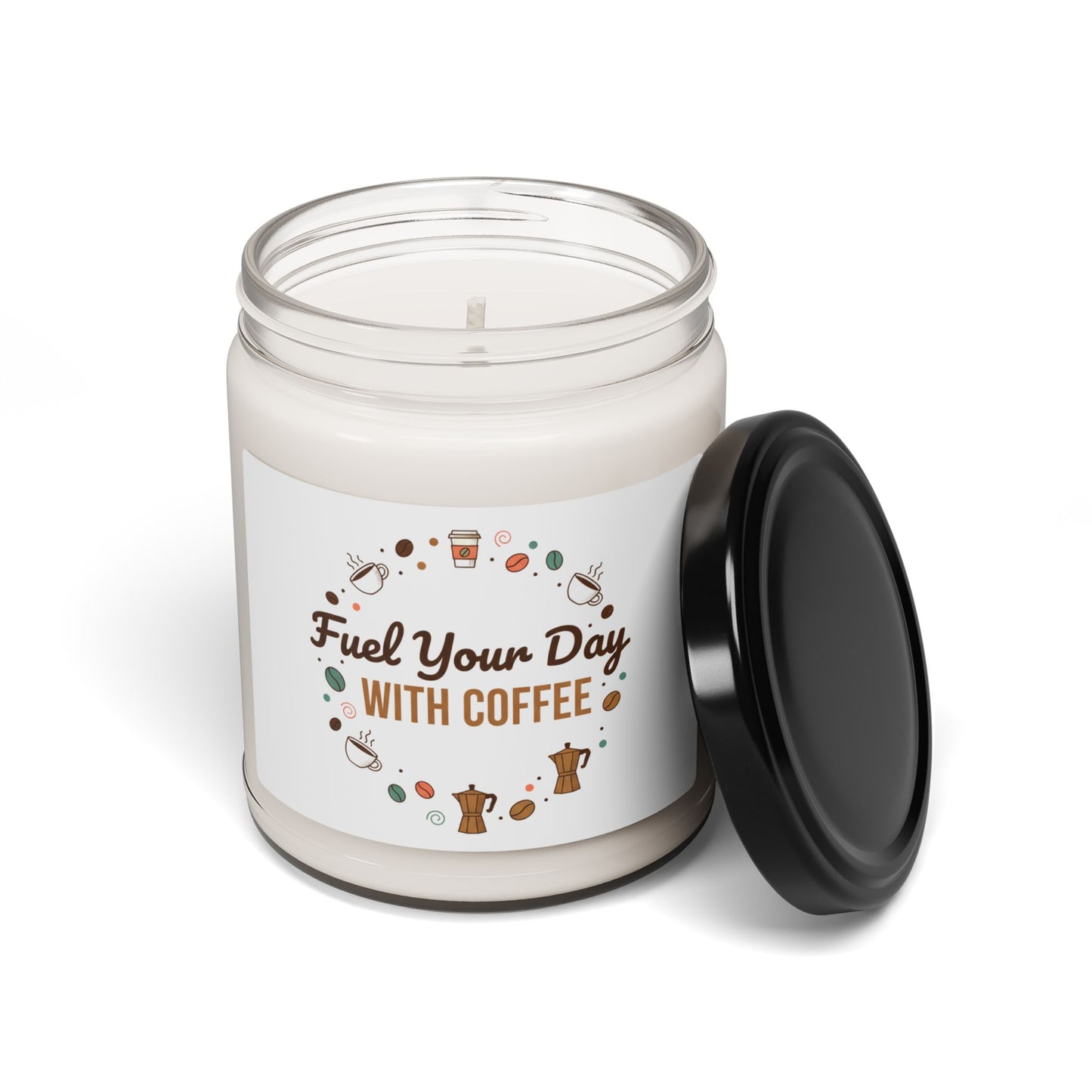 Coffee Lover Soy Candle — 9oz "Fuel Your Day with Coffee" Scented Candle
