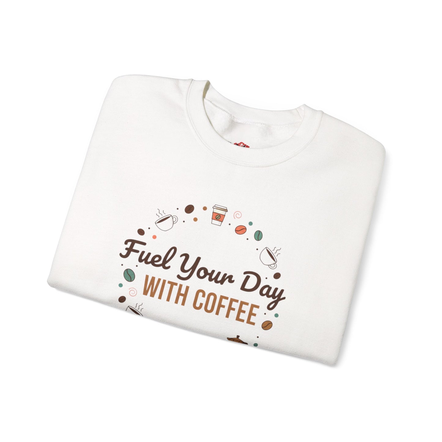 Fuel Your Day With Coffee Crewneck Sweatshirt | caffeine design, coffee lover