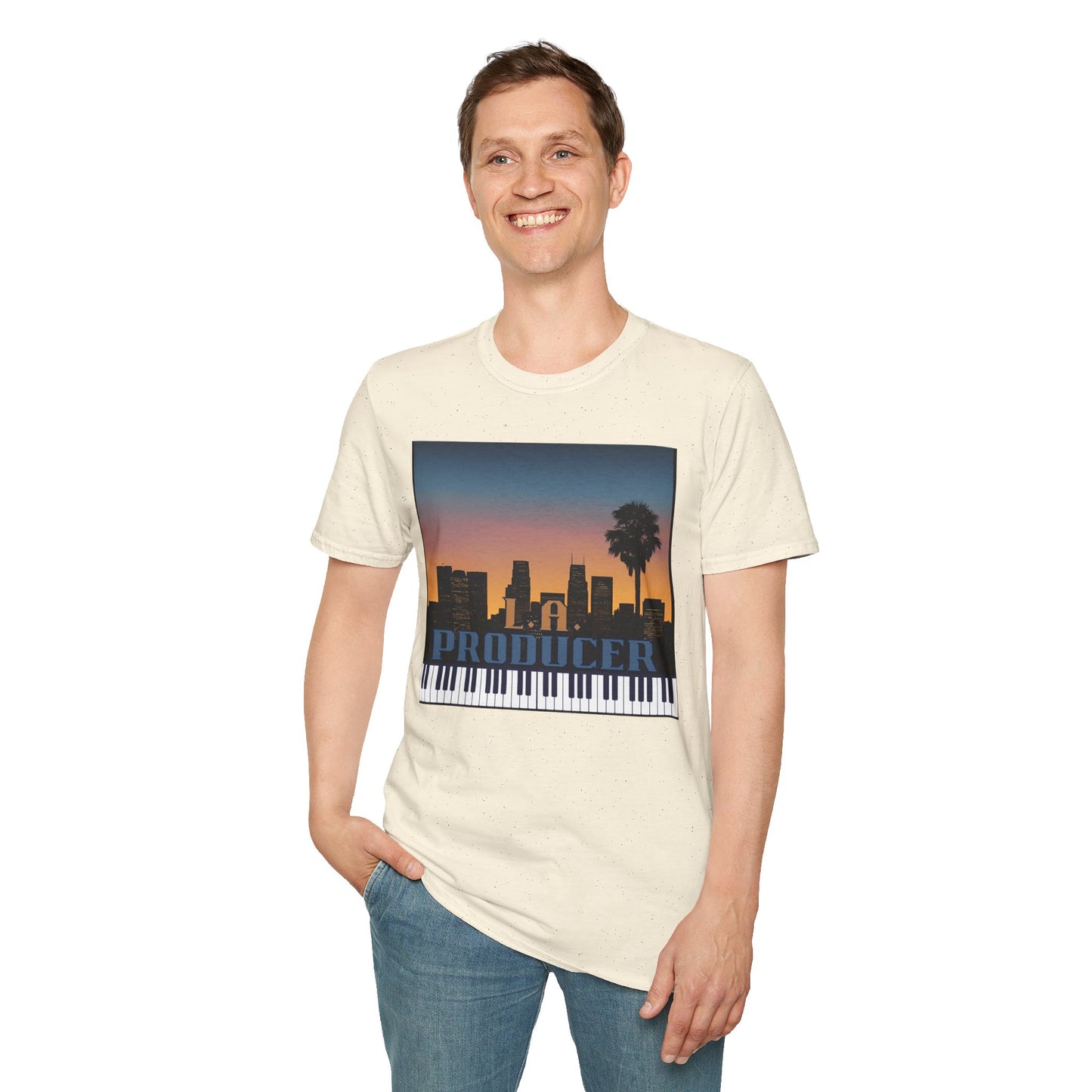 Music Producer Unisex Softstyle T-Shirt - L A Producer Design